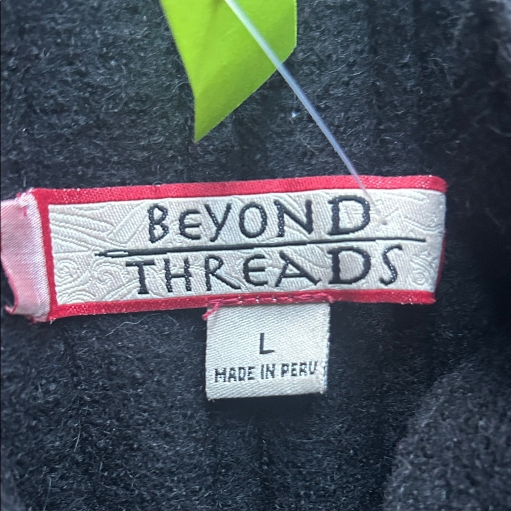 Beyond Threads Alpaca Black Ribbed Zip-Up Sweater ! Large - Picture 4 of 6